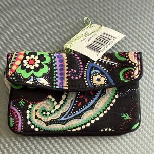 Vera Bradley Black Multicolor Paisley ID Wallet
